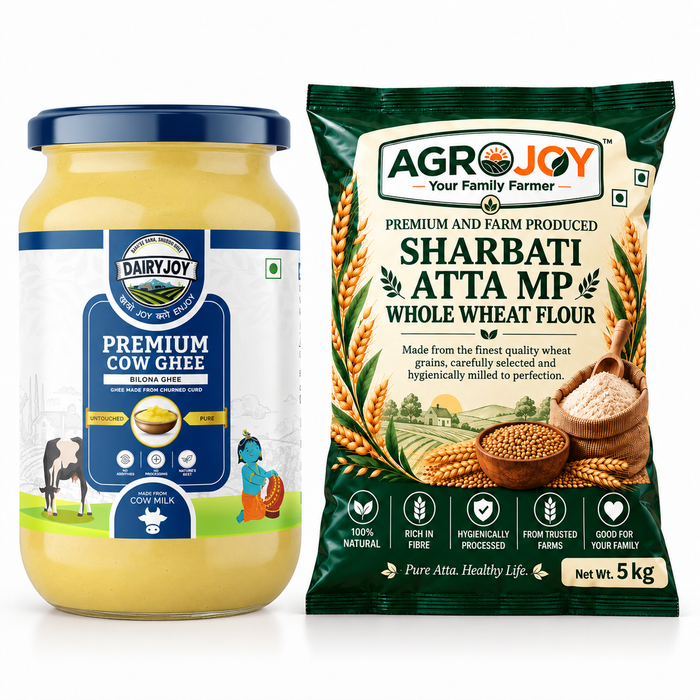 Premium Cow Ghee 1L & Sharbati Atta 5Kg